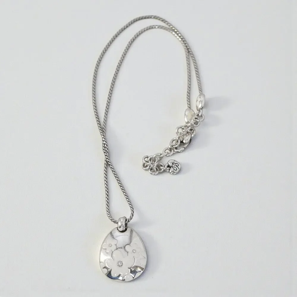 Brighton Teardrop Daisy Enamel Pendant Necklace Silver Plated Retired Design - Picture 5 of 7